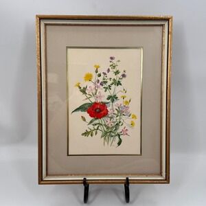 Vintage Framed Botanical Floral Print Gold Frame